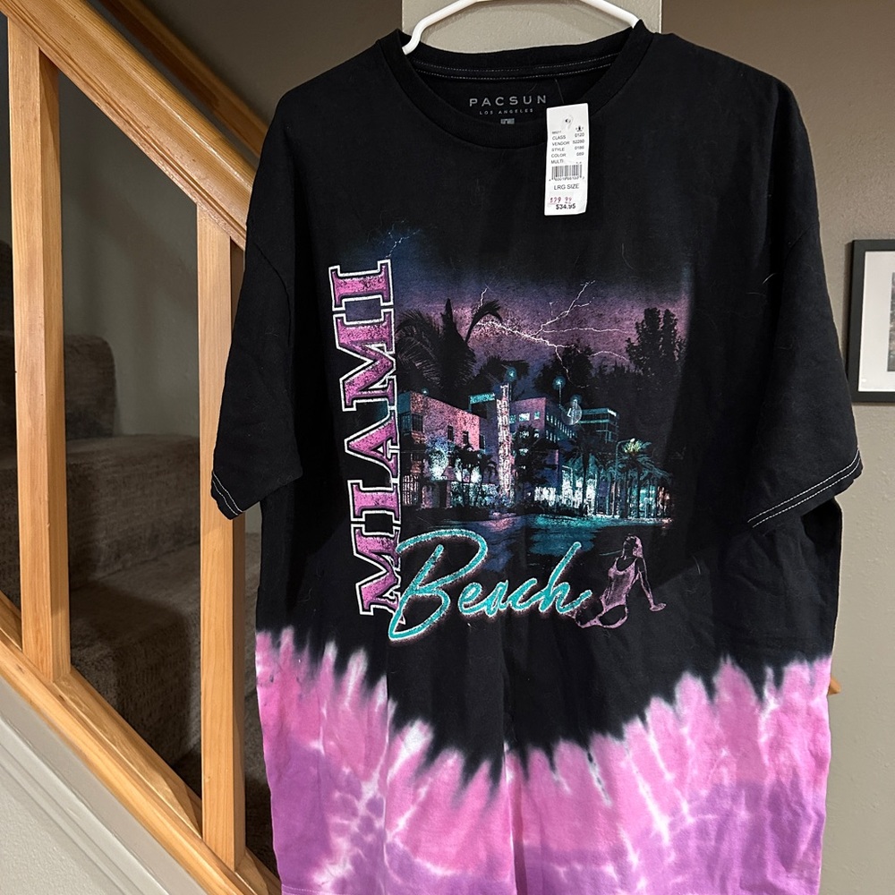 PacSun Black and Purple Miami Beach Tee